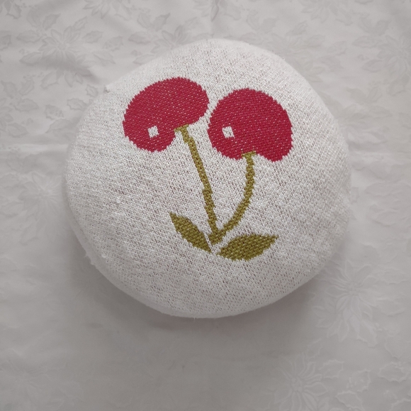 Red Cherry Cotton Knit Large Decorative Pillow